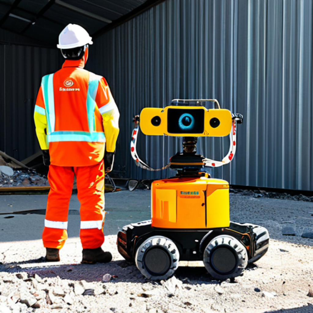 Disaster Relief Robot Inspection**

"A team of engineers in hard hats and safety vests, inspecting a disaster relief robot (Raupenfahrzeuge type) in a training facility. The robot is equipped with sensors and cameras. Background shows a simulated disaster zone with rubble. Fully clothed, appropriate attire, safe for work, perfect anatomy, natural proportions, professional, family-friendly, well-lit, detailed."

**